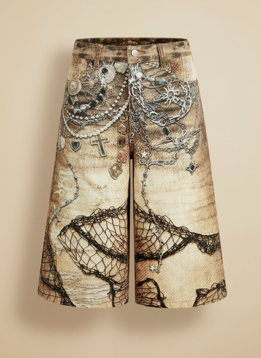 Vintage Chains Artwork Shorts – Luxury Graphic Edition