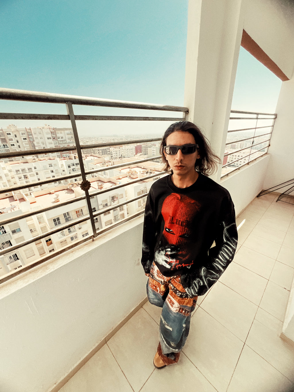 Red Mask Graphic Streetwear Sweater