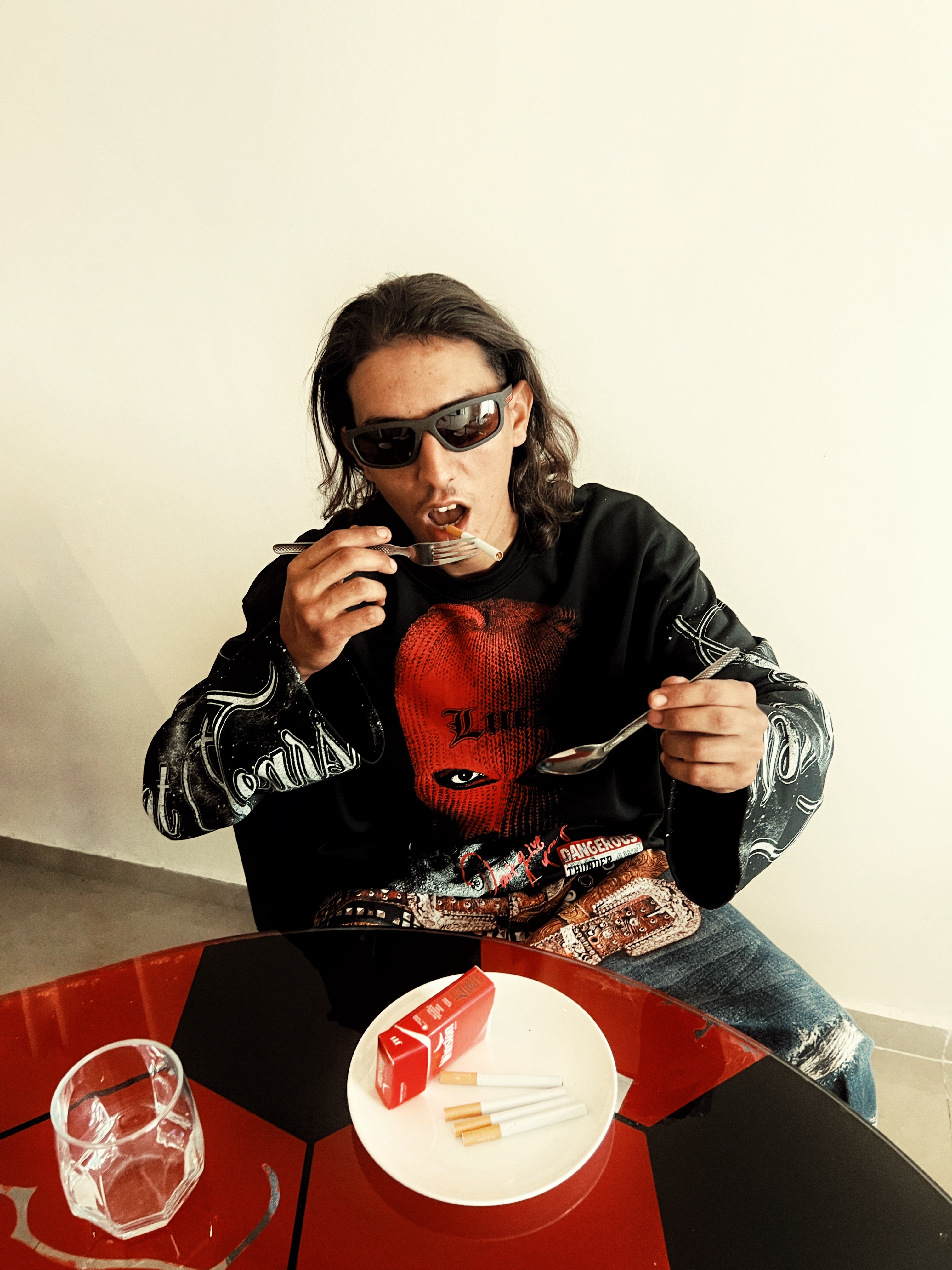 Red Mask Graphic Streetwear Sweater